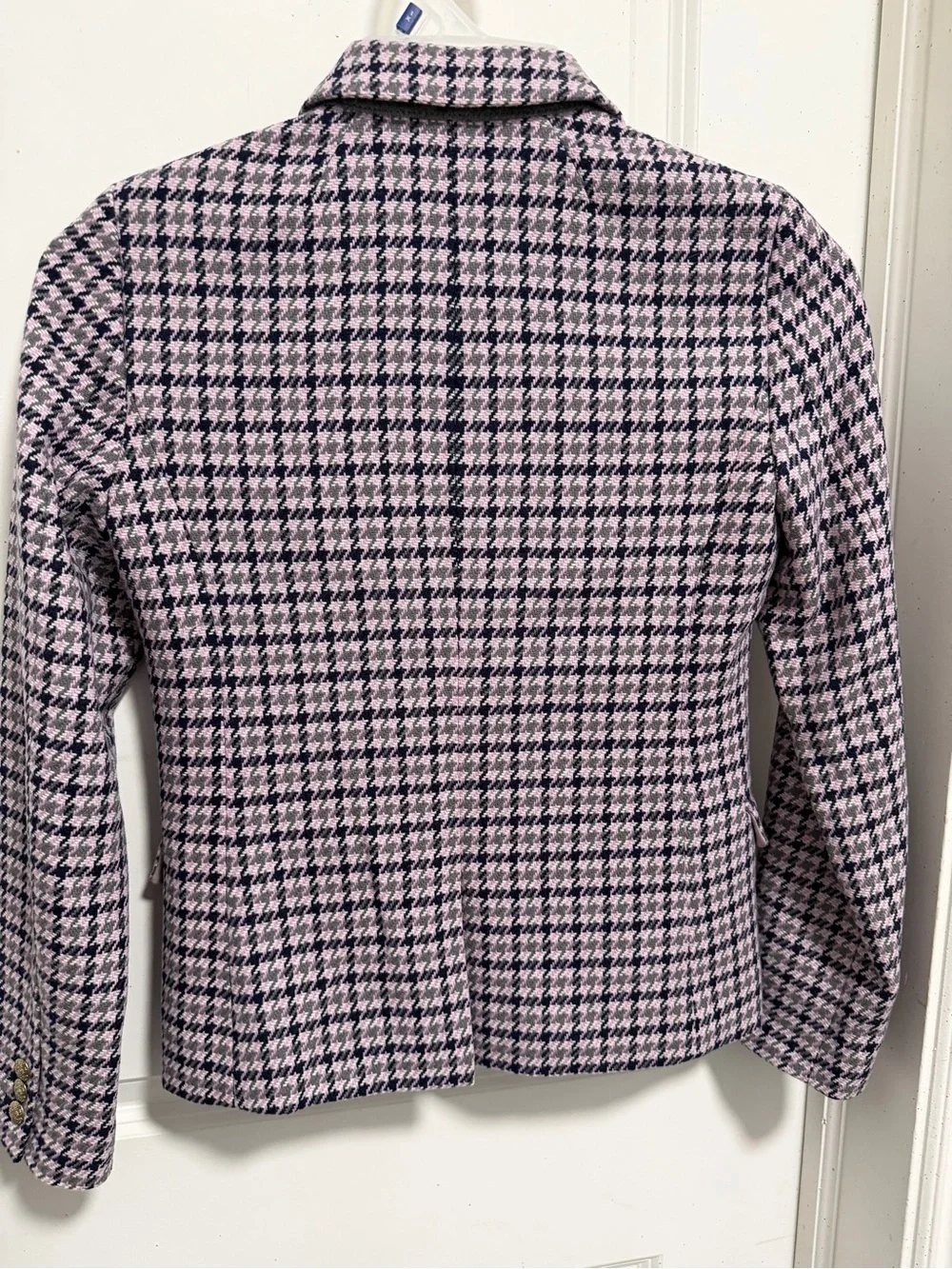Vintage J. Crew lavendar  and navyHoundstooth Tailored Blazer with Gold Buttons